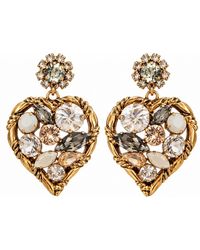 Vstyle - Crystal Heart Statement Earrings - Lyst