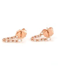 Artisan - Natural Diamond Pave 14k Rose Gold Ear Thread Design Stud Earrings - Lyst