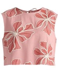 Paisie - Floral Embroidered Cropped Top - Lyst
