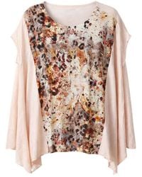Conquista - Flowing Draped-Sleeve Top With Artistic Print – Effortless Elegance & Modern Comfort - Lyst