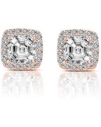 Genevive Jewelry - Rose Sterling Rose Plated Cubic Zirconia Square Stud Earrings - Lyst