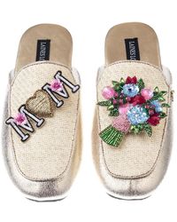 Laines London - / Neutrals Classic Mules With Flower Bouquet & Mum/ Mom Brooches - Lyst