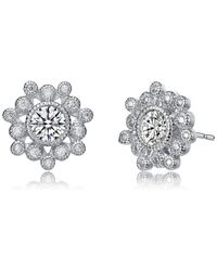 Genevive Jewelry - Sterling Plated Cubic Zirconia Flower Stud Earrings - Lyst