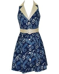 Richa Sharma - Handcrafted Block Painted Dress With Pearl Buckle Belt - Lyst