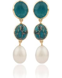 House of Elliott - Oceanie Drop Earrings With Semi-Precious Stones And Pearls - Lyst