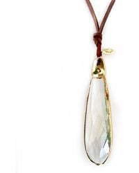 Persia Dona Jewelry - Large Crystal Drop & Leather Necklace - Lyst