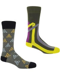 Peper Harow - Made in England - Tri & Ribbon Stripe Pine Socks Bundle - Lyst