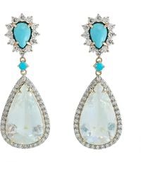 Artisan - Moonstone, & Diamond Drop Earrings - Lyst