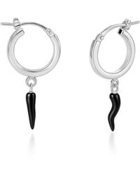 Unaloe - Sterling Hoop Earrings With Horn Pendant – Protective Italian Talisman Jewelry For - Lyst