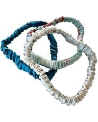 Soft Strokes Silk - Set Of Three Pure Mulberry Silk Skinny Scrunchies Weekly Special Hair Ties Coastal Garden Paradise - Lyst