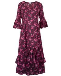 At Last - Victoria Midi Dress Damson Swirl - Lyst
