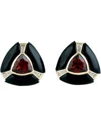 Artisan - 14K Onyx, Garnet & Diamond Stud Earrings - Lyst