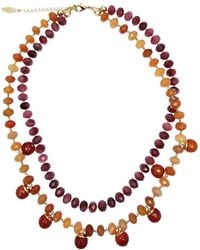 Farra - Agate Double Layers Statement Necklace - Lyst