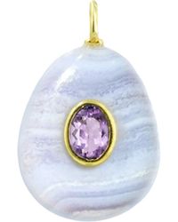 KAMARIA - Lace Agate Gemstone Pendant With Topaz - Lyst