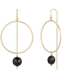 Heather Hawkins Jewelry - Coin Gemstone Hoop Threader Earrings - Lyst
