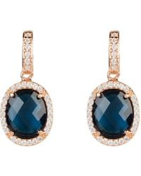 LÁTELITA London Beatrice Oval Gemstone Drop Earring Rose Gold Sapphire Hydro - Blue