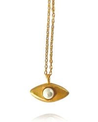 LINYA JEWELLERY - Aura Minimal Pearl Eye Necklace - Lyst