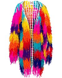 Meghan Fabulous - Groovy Fringe Technicolor Sweater Coat - Lyst