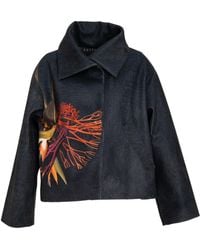 ARTISTA - Floral Printed Cropped Coat with Press Buttons - Lyst