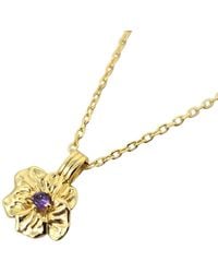 Sophelia - Amethyst February Birthstone Birthflower Plated Charm Necklace - Lyst