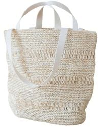 LIKHÂ - Neutrals Handwoven Raffia Tapered Tote Bag – Poste Weave Stripes - Lyst
