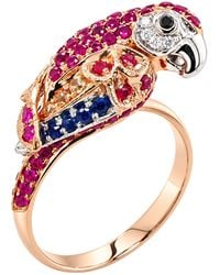 Artisan - 18K & Garnet, Sapphire & Diamond Parrot Ring - Lyst