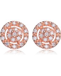 Genevive Jewelry - Rose Sterling Rose Plated With Clear Cubic Zirconia Round Earrings - Lyst