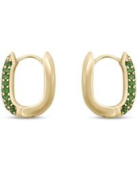 Clemence Wren - Oval Pave Gemstone Huggie Earrings - Lyst