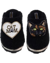 Laines London - Teddy Closed Toe Slippers With Misty Cat & Cat Mum Mom Brooches - Lyst