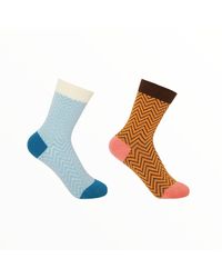 Peper Harow - Made in England - Mustard Zigzag Socks Two Pack - Lyst