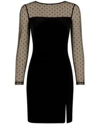 Yumi' - Velvet Dress With Sheer Long Sleeves - Lyst