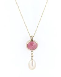 Gabriella Alicia - Tourmaline And Pearl Drop Necklace - Lyst