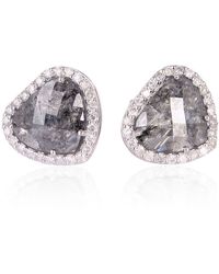 Artisan - 18k Gold In Heart Shape Natural Ice Diamond Designer Stud Earrings - Lyst