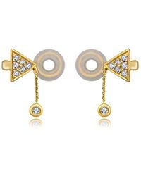 Genevieve Collection - 18K Triangle Dangling Diamond Ear Cuff - Lyst
