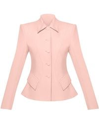 Tia Dorraine - Button Up Collarless Blazer Jacket - Lyst
