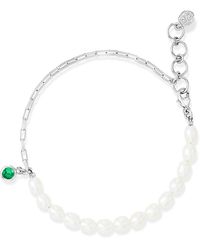 Dower & Hall - Luna Pearl & Garnet Charm Bracelet - Lyst