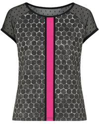 Conquista - Chic Printed Viscose Front Jersey Top With Contrasting Back & Mesh Shoulders - Lyst