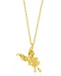 Unaloe - Vermeil Rose & Leaf Necklace – Handmade Italian Floral Luxury Jewelry For - Lyst