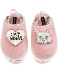 Laines London - Flatform Cloud Slippers With Lily Cat & Cat Mum/Mom Brooches - Lyst