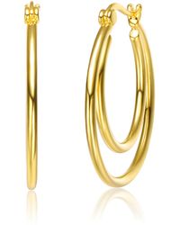 Genevive Jewelry - Rachel Glauber Colored Cubic Zirconia Double Hoop Earrings - Lyst