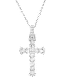Kylie Harper - Luxurious Baguette-Cut Diamond Cz Cross Pendant Necklace - Lyst