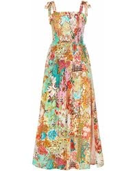 Yumi' - Multicolour Patchwork Split Hem Maxi Dress With Tie Straps - Lyst