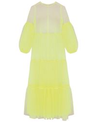 Helene Galwas - Alena Maxi Tulle Dress Neon-yellow - Lyst