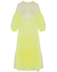 Helene Galwas - Alena Maxi Tulle Dress Neon-yellow - Lyst