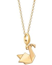 Lily Charmed - Plated Origami Swan Charm Necklace - Lyst