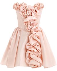 POST MERIDIEM - Coral Mini Dress With Corset And Gathering - Lyst