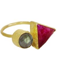 Ottoman Hands - Hydra Labradorite And Ruby Ring - Lyst