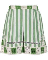 Rose & Nancy - Helena Stripe Crochet Stripe Cotton Resort Short - Lyst