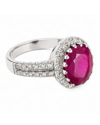 Artisan - 18K Round Ruby & Diamond Halo Ring - Lyst