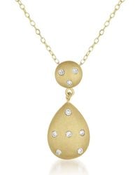 Genevive Jewelry - Sterling Overlay Clear Cubic Zirconia Accent Tear Drop Pendant Necklace - Lyst